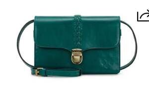 Patricia Nash Bianco Leather Crossbody Organizer Bag in Aqua Green New!